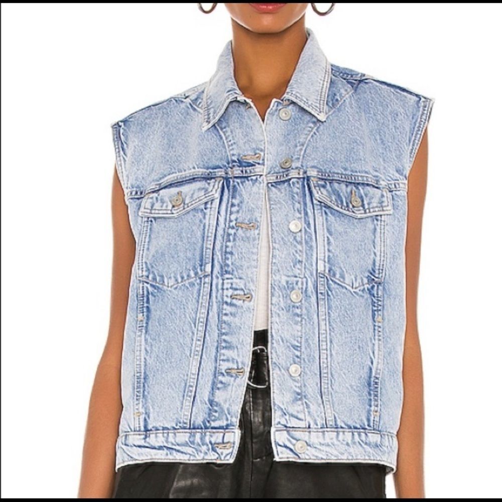 All Saints Alva Denim Vest Indigo Blue Medium. Does NOT have tags